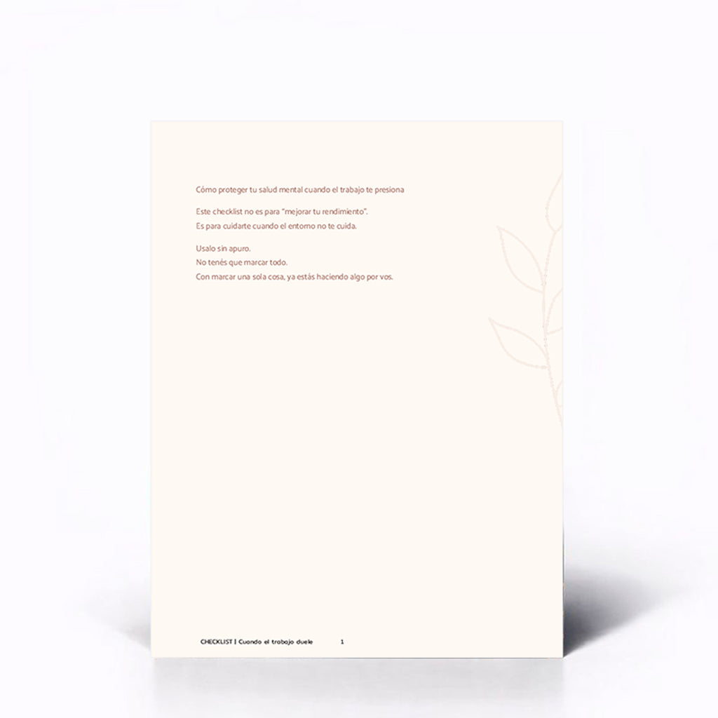 Lista de verificación Cuando el trabajo duele