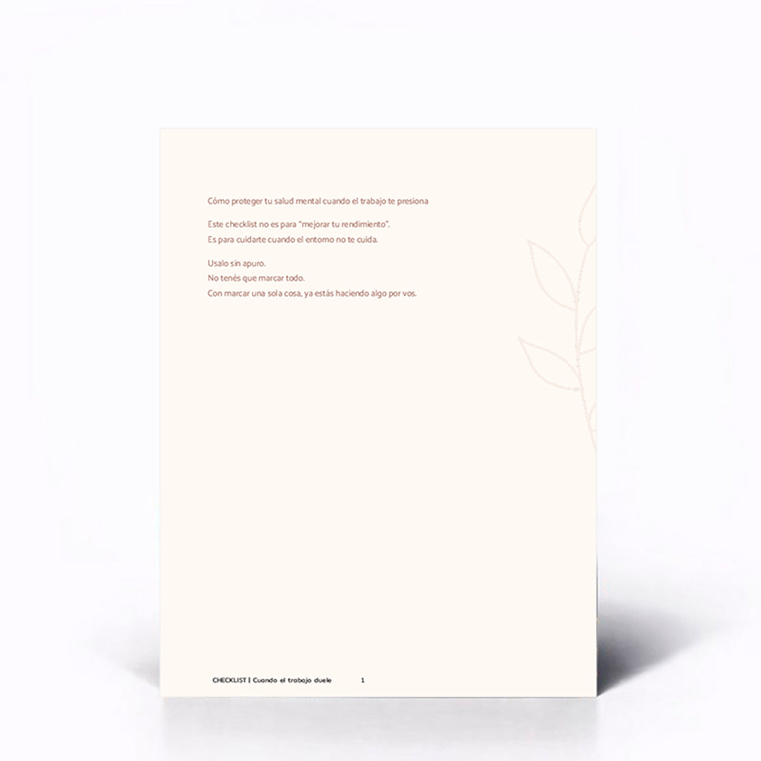 Lista de verificación Cuando el trabajo duele